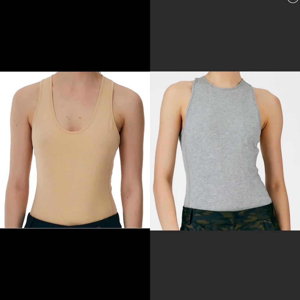 COPY - Tibi T-Shirt Crewneck Racerback Bodysuit HEATHER GRAY